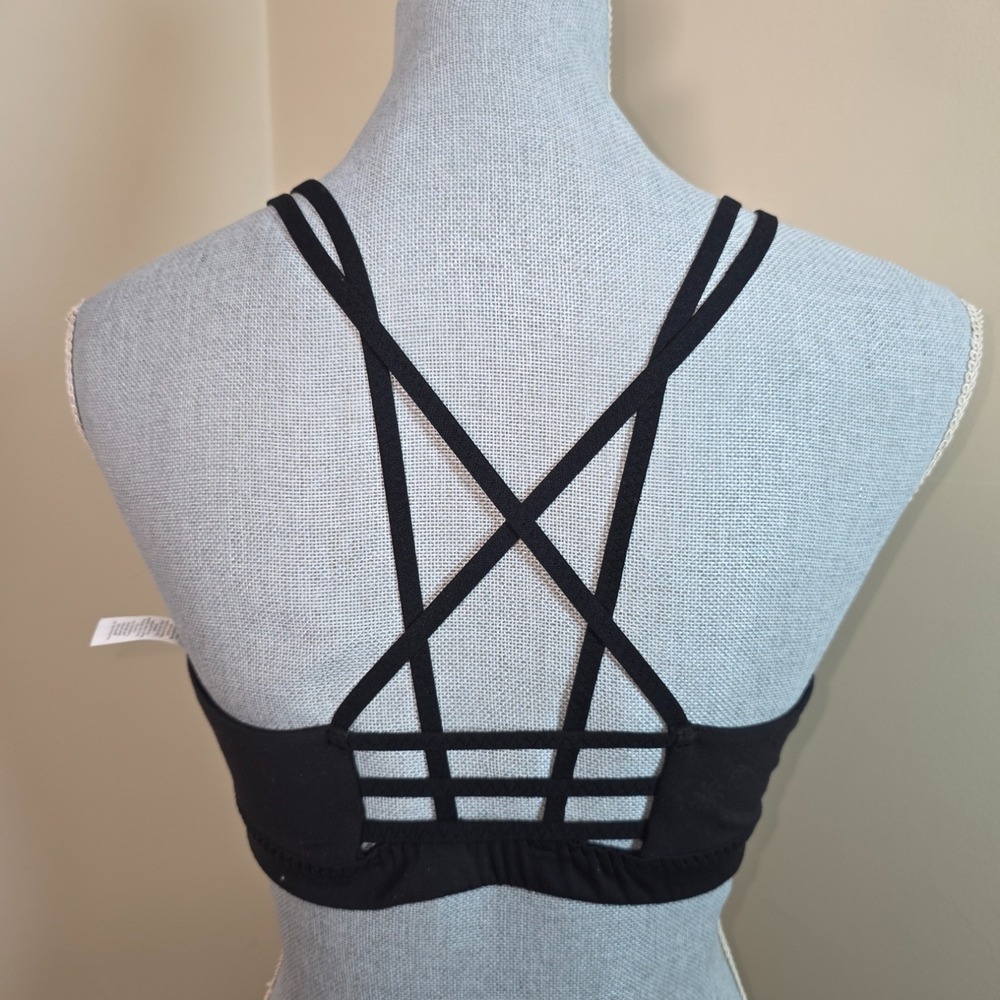 ATHLETA Strappy Go Lucky Sports Bra- Black-‎ Large Excellent PreOwned - Picture 2 of 6